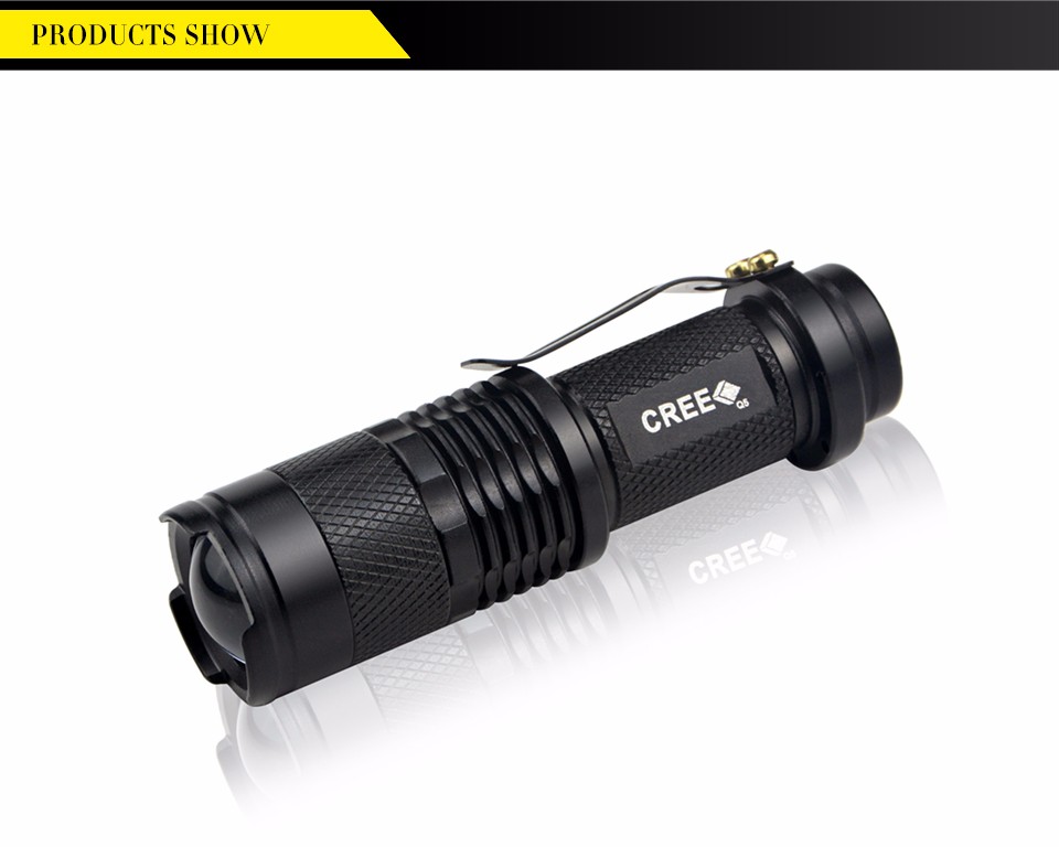 Portable Waterproof Aluminum CREE Q5 1000LM LED Flashlight 3 Modes Zoomable Torch lights Laser Flashlight For Outdoor lighting