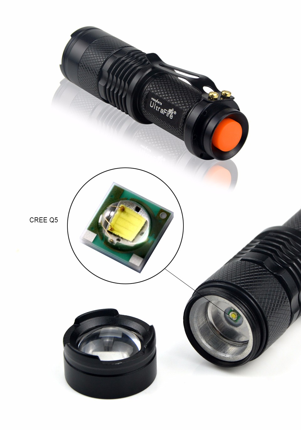 Portable Waterproof Mini LED Flashlight Zoomable Torch lights CREE Q5 1000LM Lanterna 3 Modes For AA or 14500 Flashlight Lamp