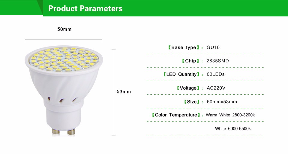 10Pcs High Quality LED lamp corn light GU10 Heat Resistant Fireproof Body 220V 2835 SMD 60 LED Spotlight Bulb For Indoor light