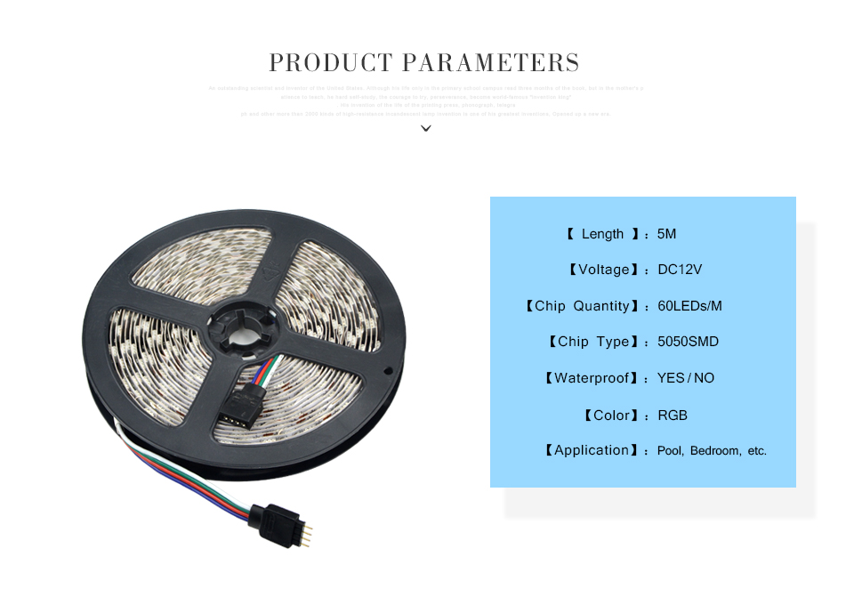 RGB LED strip light DC 12V 5M 60LEDs m IP20 IP65 IP67 Waterproof 5050 SMD LED string light RGB led lamp Tape diode ribbon