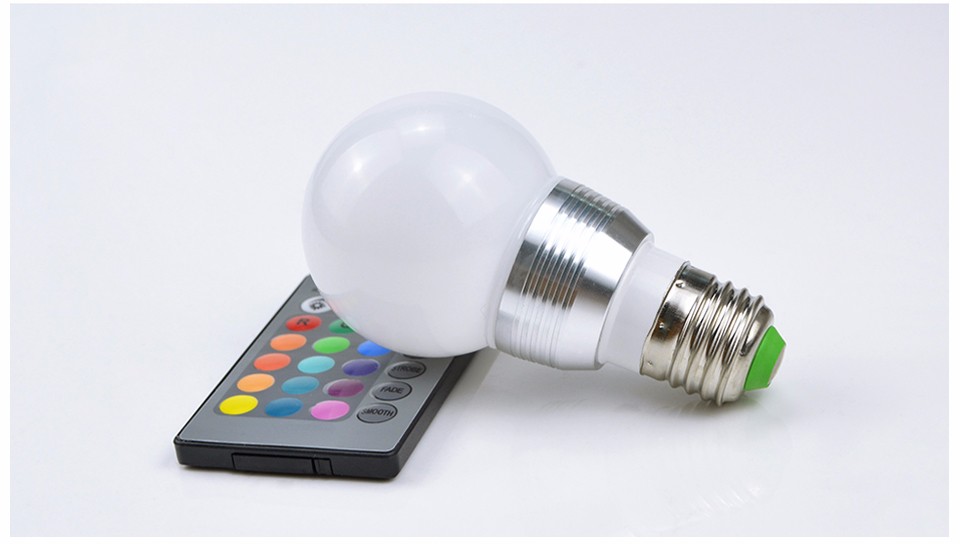 1Pcs RGB LED Ball Bulb IR Remote 16 Colors Dimmable E27 85 265V 110V 220V LED Atmosphere Night light lamp For Home Decoration