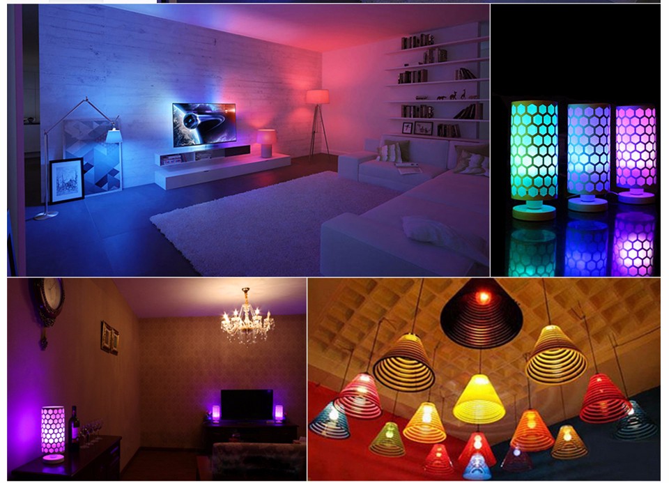 Dimmable E27 RGB LED Bulb 85V 265V 220V 110V LED lamp LED light 24Key RGB Remote Control Spot light Spotlight Night light