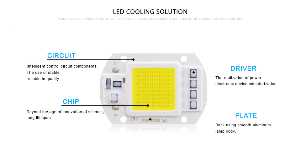 LED COB AC 220V 20W 30W 50W LED light Source Smart IC Driver Chip LED lamp DIY Outdoor Spotlight Bulb Floodlight