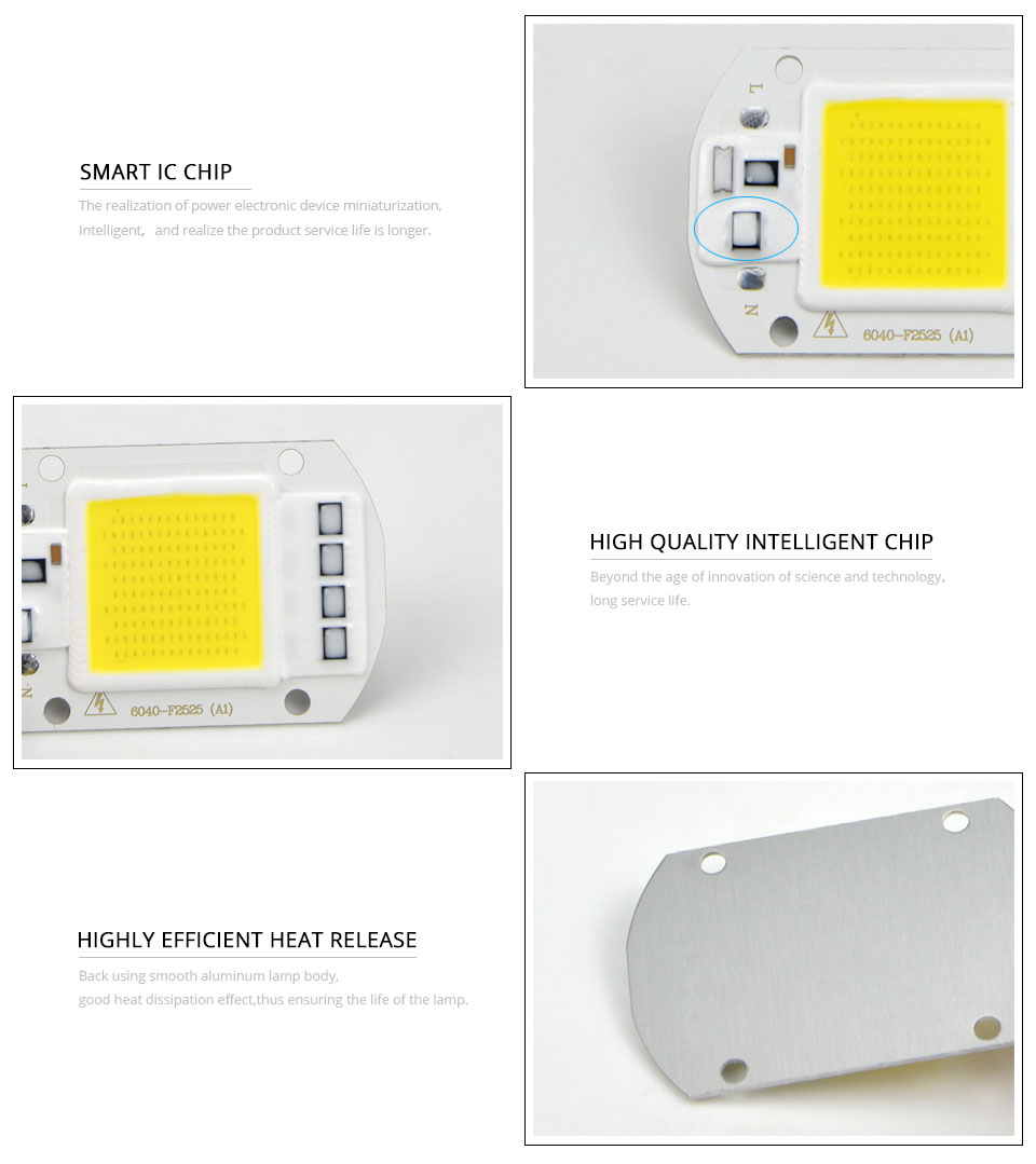 LED COB AC 220V 20W 30W 50W LED light Source Smart IC Driver Chip LED lamp DIY Outdoor Spotlight Bulb Floodlight