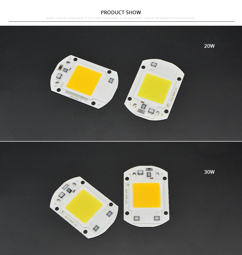 LED COB AC 220V 20W 30W 50W LED light Source Smart IC Driver Chip LED lamp DIY Outdoor Spotlight Bulb Floodlight