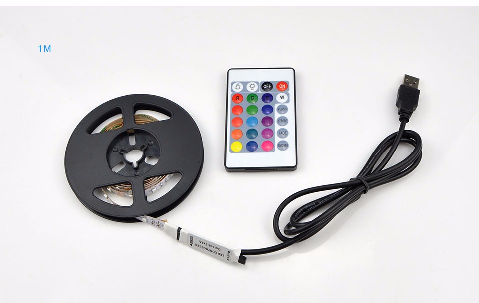 IP20 1M 2M DC 5V RGB USB Powered LED Strip light lamp remote Control 3528 SMD 5050 SMD Tape TV Monitor Background home Lighting