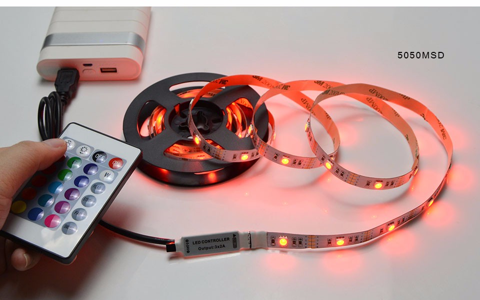 IP20 1M 2M DC 5V RGB USB Powered LED Strip light lamp remote Control 3528 SMD 5050 SMD Tape TV Monitor Background home Lighting