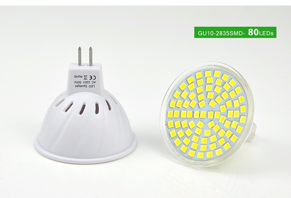 Glass Plastic Spot light MR16 GU5.3 LED Bulb 220V LED Lamp Spotlight 60LEDs 27LEDs 80 LEDs 2835 5730 SMD Grow Plant Light