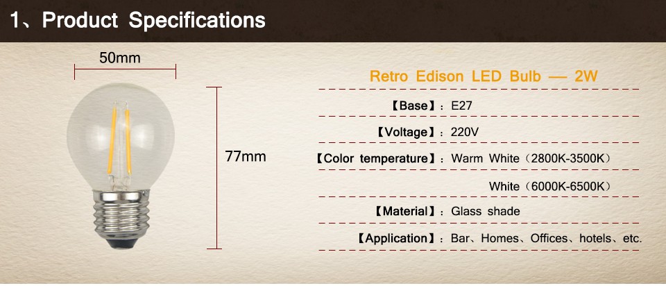 Retro Edison LED lamp 220V E27 2W 4W 6W 8W COB Filament Glass LED Bulb Glass Filament light Retro lamps warm white white