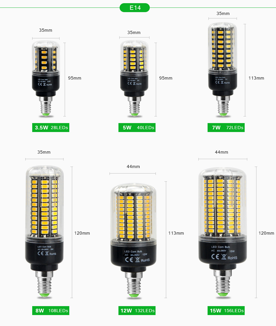 4pcs no flicker 220V 110V LED Lamp LED Bulb E27 E14 3W 5W 7W 9W 12W 15W Cold White Warm White Lampada Ampoule home lighting