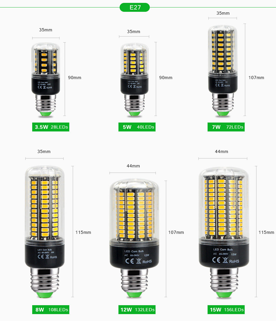 4pcs no flicker 220V 110V LED Lamp LED Bulb E27 E14 3W 5W 7W 9W 12W 15W Cold White Warm White Lampada Ampoule home lighting