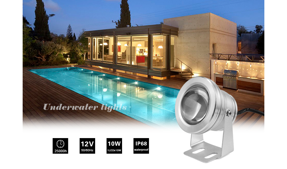 IP67 Waterproof 10W RGB Led Underwater Light AC12V Aquarium Swimming Pool Spotlight Aluminum Car Lighting Fish Tank Piscina lamp