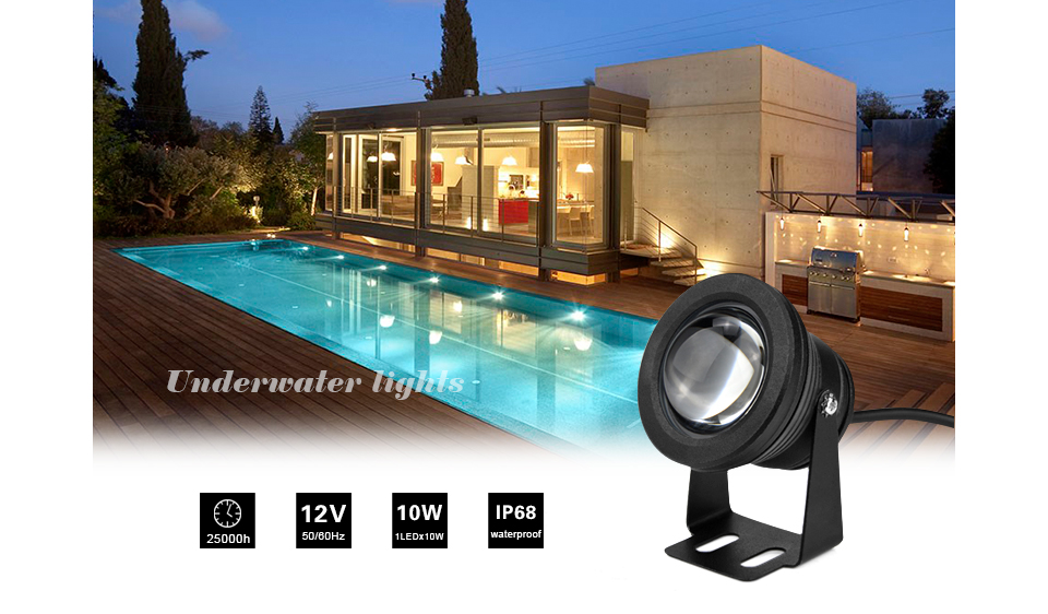 AC12V 10W RGB Led Underwater Light Waterproof IP67 Fountain Aquarium Swimming Pool Lamp Spotlight Fish Tank Piscina Car Lighting
