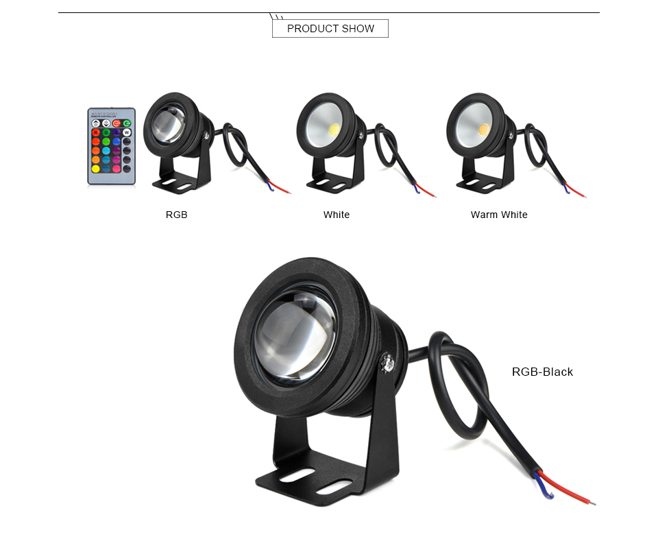 AC12V 10W RGB Led Underwater Light Waterproof IP67 Fountain Aquarium Swimming Pool Lamp Spotlight Fish Tank Piscina Car Lighting