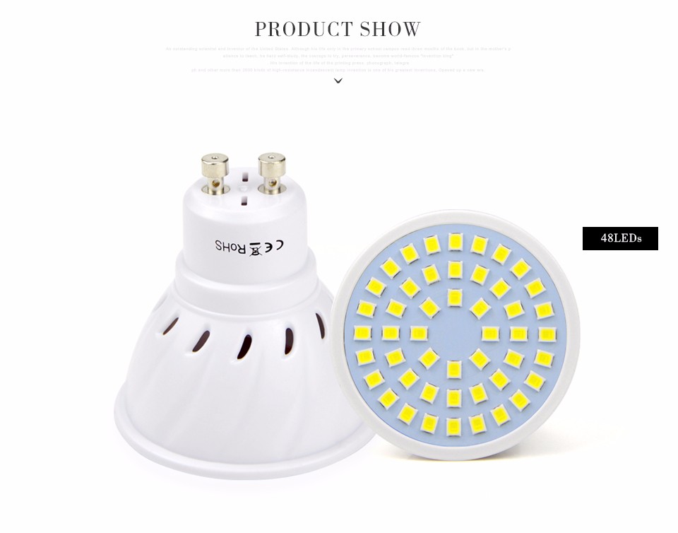 GU10 2835SMD 220V 240V LED Spotlight Lighting Bombillas Bulb 48 60 80 LEDs LED Lamp For Indoor Kitchen spot light