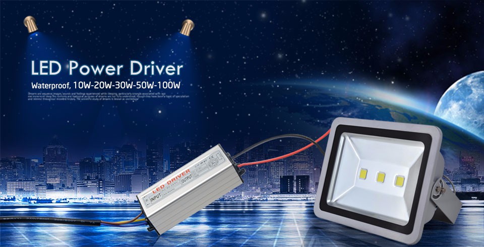 Aluminum Power Supply LED Driver 10W 20W 30W 50W 100W 85 265V To DC 20 38V Lighting Transformers For Flood Street Light COB chip