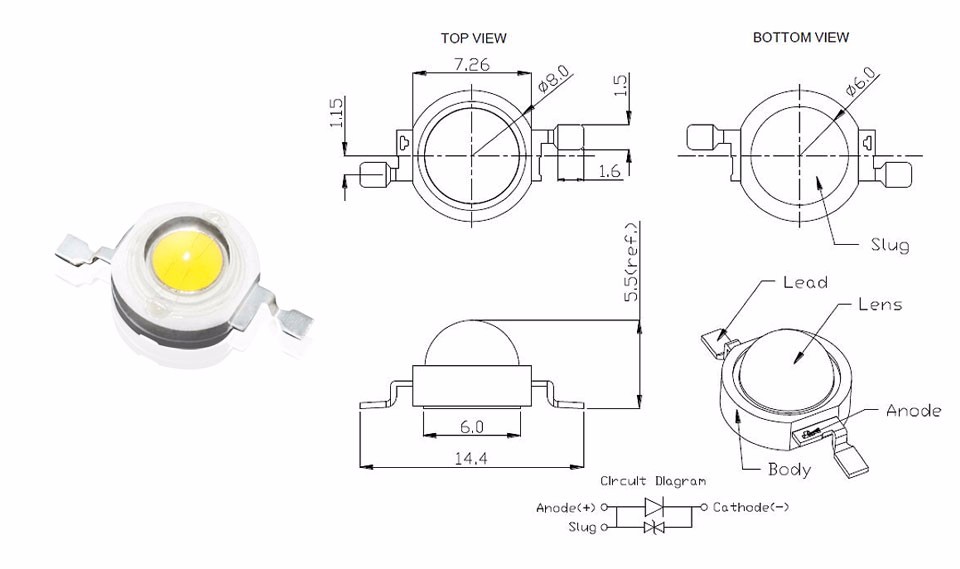 100Pcs lot Full Watt 1W High Power LED lamp Beads 110 120LM LEDs Bulb light Emitting Diodes SMD Chip White for 3W 18W Spotlight