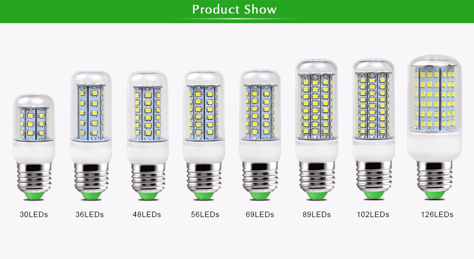 A Long life 2835 SMD LED night light LED corn light bulb 30 36 48 56 69 89 102 LED E27 220V Replace CFL 7W 12W 15W 20W 25W
