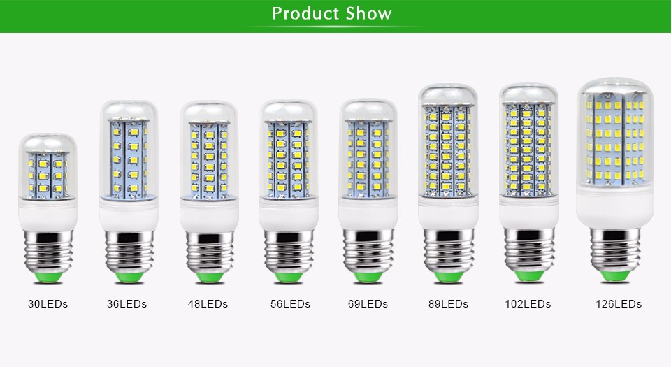 220V LED spot light E27 2835 SMD 30 48 56 69 89 102 126 LED Corn Bulb Spotlight Replace CFL 7W 9W 12W 15W led lights for home