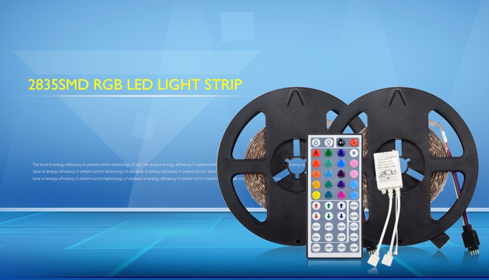 DC 12V 10M 2835 3528 SMD RGB LED Strip light Decor light Tape 44Key RGB Remote Control 3A Power supply Adapter Flexible Ribbon