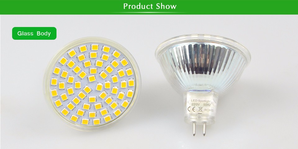 A Class 5W MR16 GU5.3 LED lamp 2835 SMD 3528 SMD 60leds 220V 110V DC 12V LED Plastic Glass Body LED Corn Spotlight Bulb