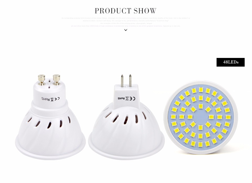 AC220V GU10 GU5.3 MR16 LED Spotlight LED Bulb 48LEDs 60LEDs 80 LEDs 2835SMD LED Lamps spot light Indoor home lighting