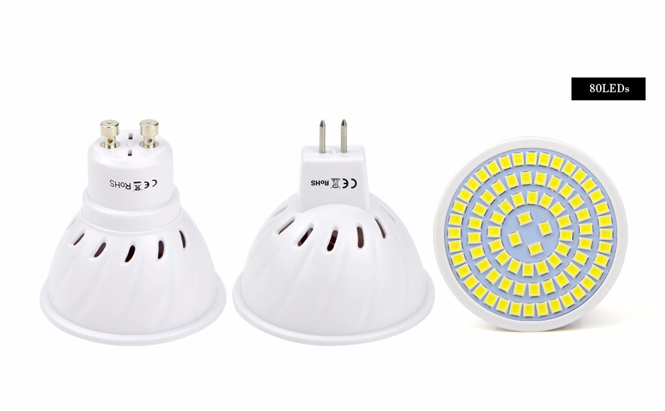 AC220V GU10 GU5.3 MR16 LED Spotlight LED Bulb 48LEDs 60LEDs 80 LEDs 2835SMD LED Lamps spot light Indoor home lighting