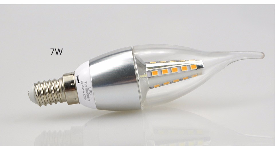 E14 5W 7W LED bulb 110V 220V LED Candle light lamp Aluminum Cooling Crystal Chandelier LEDs lamp For Indoor lighting