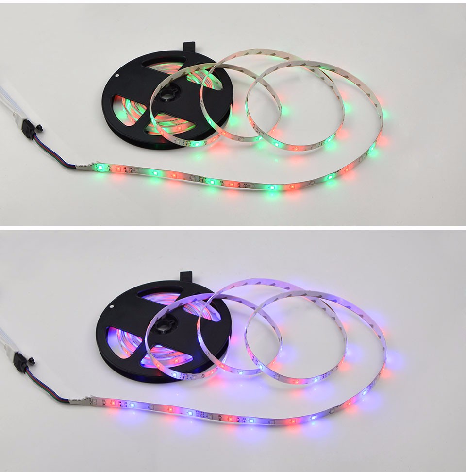 1set DC 12V 300LEDs RGB LED Strip light 2835 3528 SMD Tape 5M IP65 IP20 no waterproof 3A Power supply Adapter 44 24key