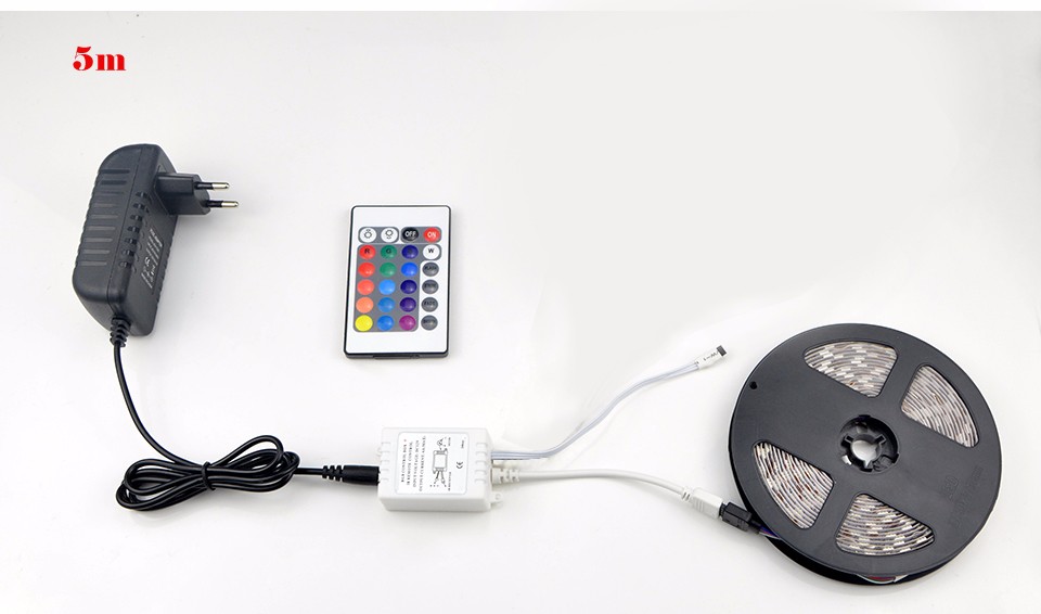 IP20 DC12V 5M 10M 5050 SMD RGB LED Strip light lamp 24Key remote Control 3A adapter power supply Indoor home lighting