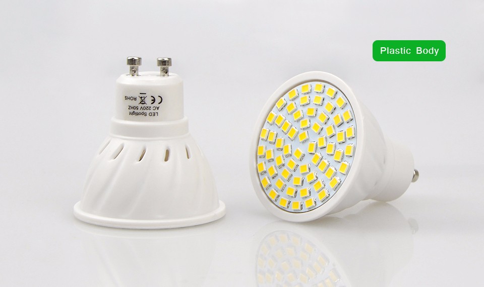 New 5W GU10 AC 220V 110V LED Spotlight Bulb 2835 SMD Heat Resistant Plastic Glass Body 550 600LM 60 LEDs lamp For Indoor light