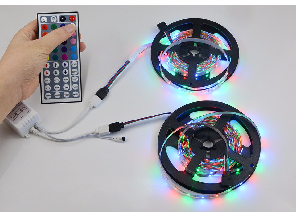 NEW arrival 10M 5M RGB LED Strip 2835 3528 Non waterproof LED light Tape Ribbon 60LEDs m 44 keys IR Remote Controller