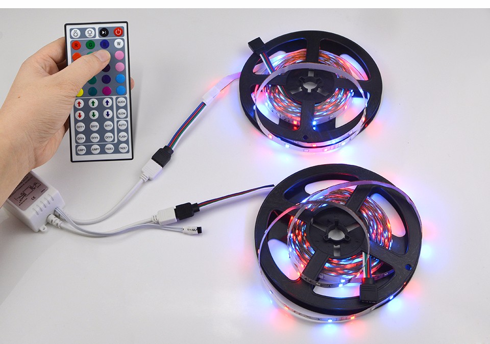 NEW arrival 10M 5M RGB LED Strip 2835 3528 Non waterproof LED light Tape Ribbon 60LEDs m 44 keys IR Remote Controller