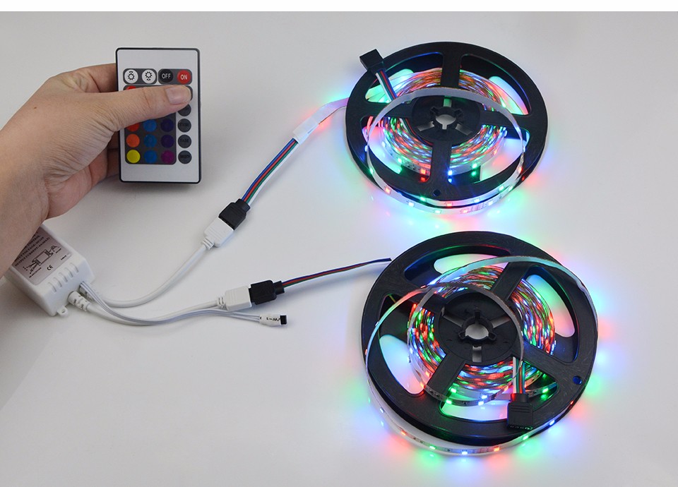 NEW arrival 10M 5M RGB LED Strip 2835 3528 Non waterproof LED light Tape Ribbon 60LEDs m 44 keys IR Remote Controller