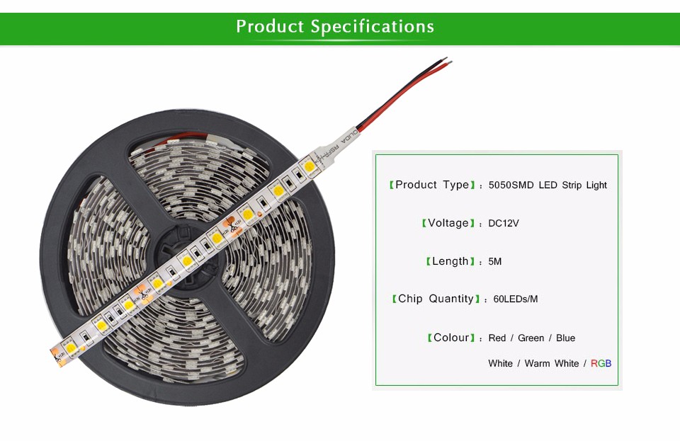 300LEDs IP65 Waterproof DC12V 5M SMD 5050 LED Strip Light Flexible LED string Light RGB Home brighter than 5630 3528 2835 chip