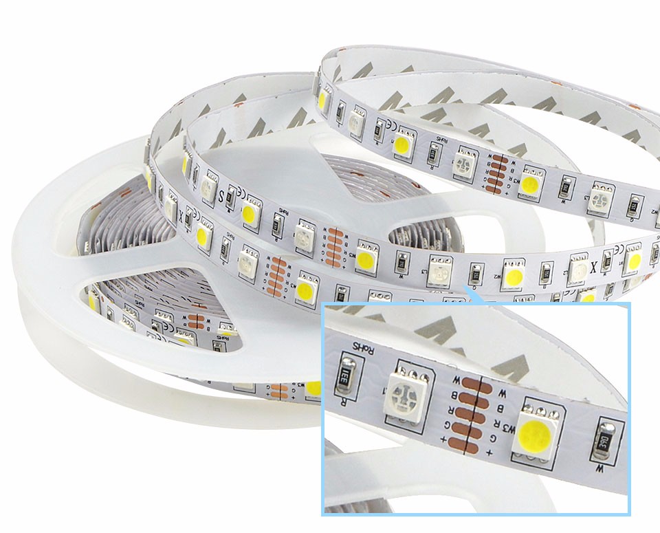 IP20 RGBW RGBWW SMD 5050 5M LED strip light Tape DC12V Flexible Ribbon lamp 60LEDs M 40key Controller 3A Power Supply Adapter