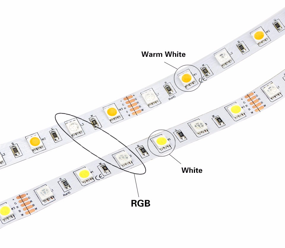 IP20 RGBW RGBWW SMD 5050 5M LED strip light Tape DC12V Flexible Ribbon lamp 60LEDs M 40key Controller 3A Power Supply Adapter