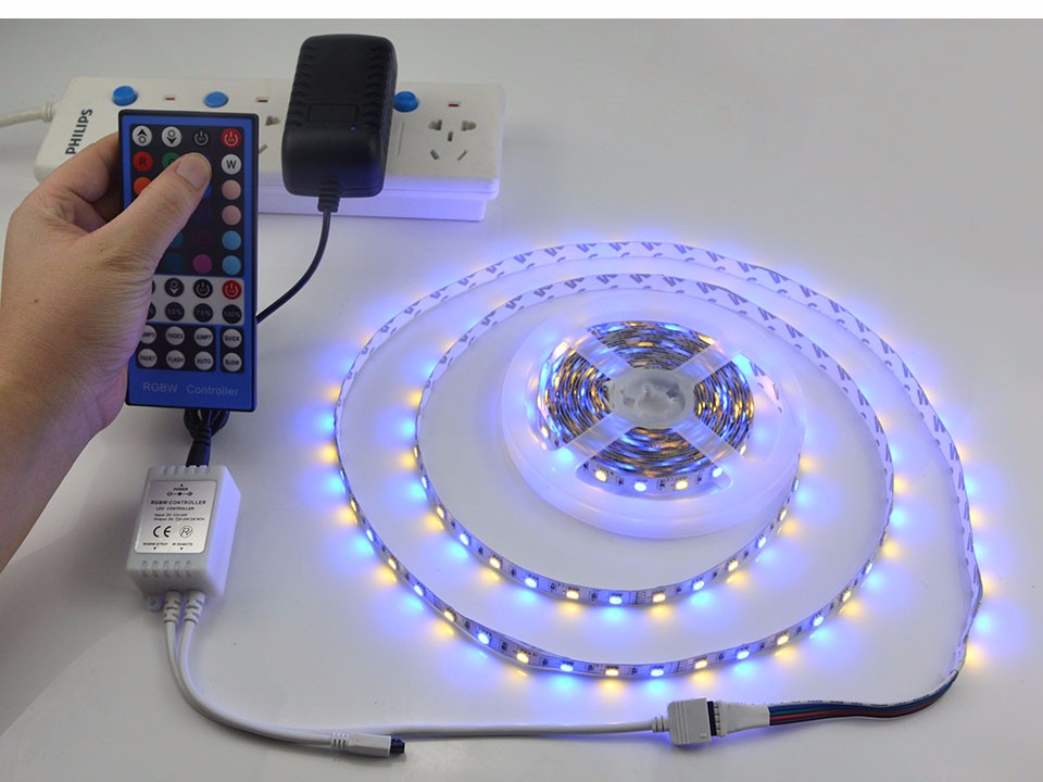 IP20 RGBW RGBWW SMD 5050 5M LED strip light Tape DC12V Flexible Ribbon lamp 60LEDs M 40key Controller 3A Power Supply Adapter