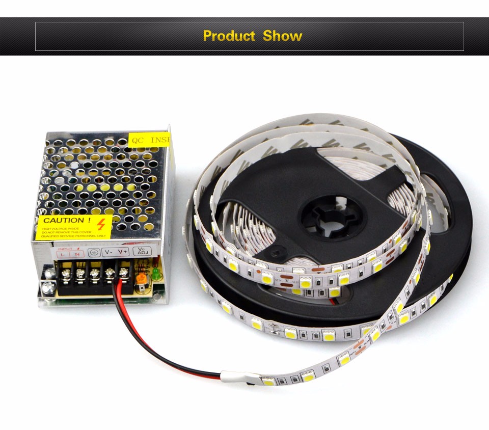 DC12V 5M 5050 SMD warm LED Strip light IP20 IP65 waterproof 2A LED Driver lighting Transformers Switch Power supply Adapter