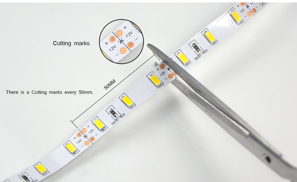 DC12V 5m 5630 SMD LED Strip light IP20 no waterproof Indoor Decorative lamp Flexible tape Lighting with 3A Power Supply adapter