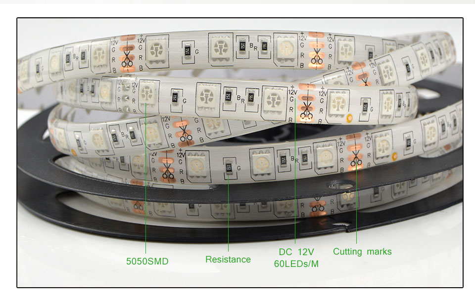 DC 12V 5m LED light RGB Ribbon led strip light 5050 SMD IP20 IP65 IP67 Waterproof LED Holiday Garden Decoration lamp lighting