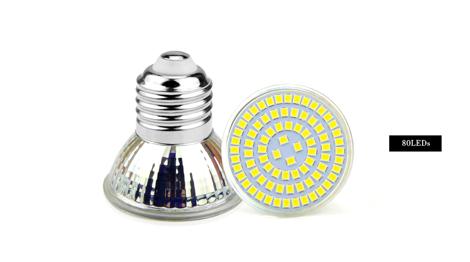1Pcs AC 220V E27 48leds 60leds 80leds LED lamp Spot light Bulb 2835 SMD 5W 7W 9W Glass body spotlight for home light lighting