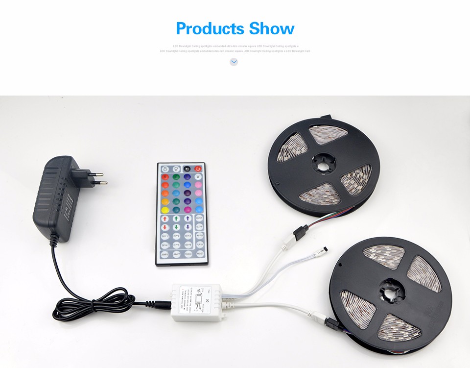 10M 2 x 5M SMD 5050 RGB LED Strip Decorative 300 LEDs light Tape Ribbon With 12V 3A Adapter 44 Keys IR Remote Controller Kit