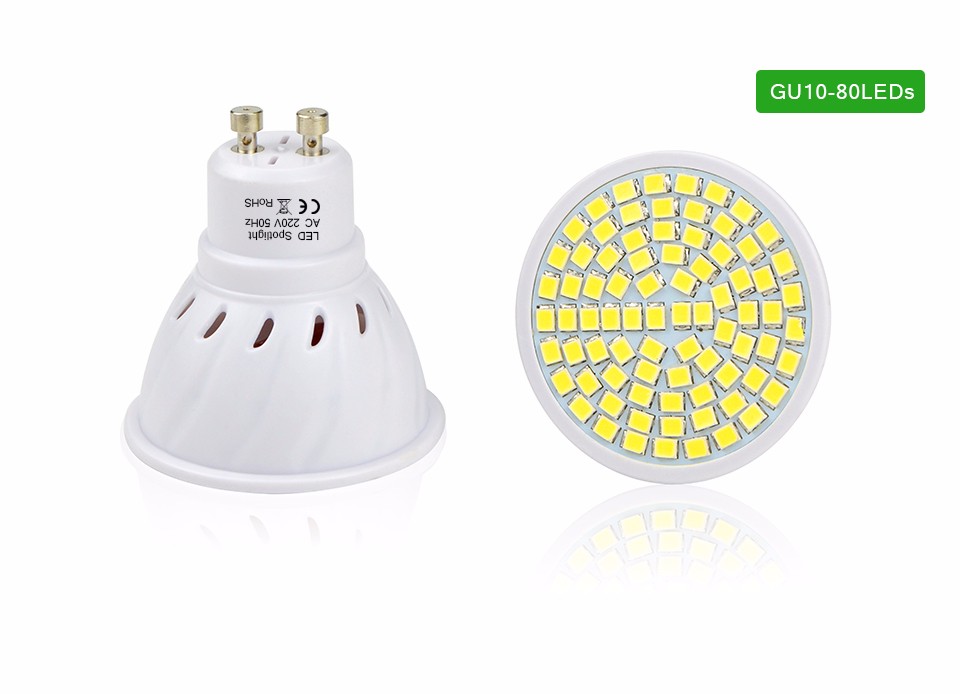 Heat resistant Fireproof Body GU10 LED Spotlight Bulb 220V 2835 SMD 550 600LM 60 80 LEDs lamp For Home light lighting