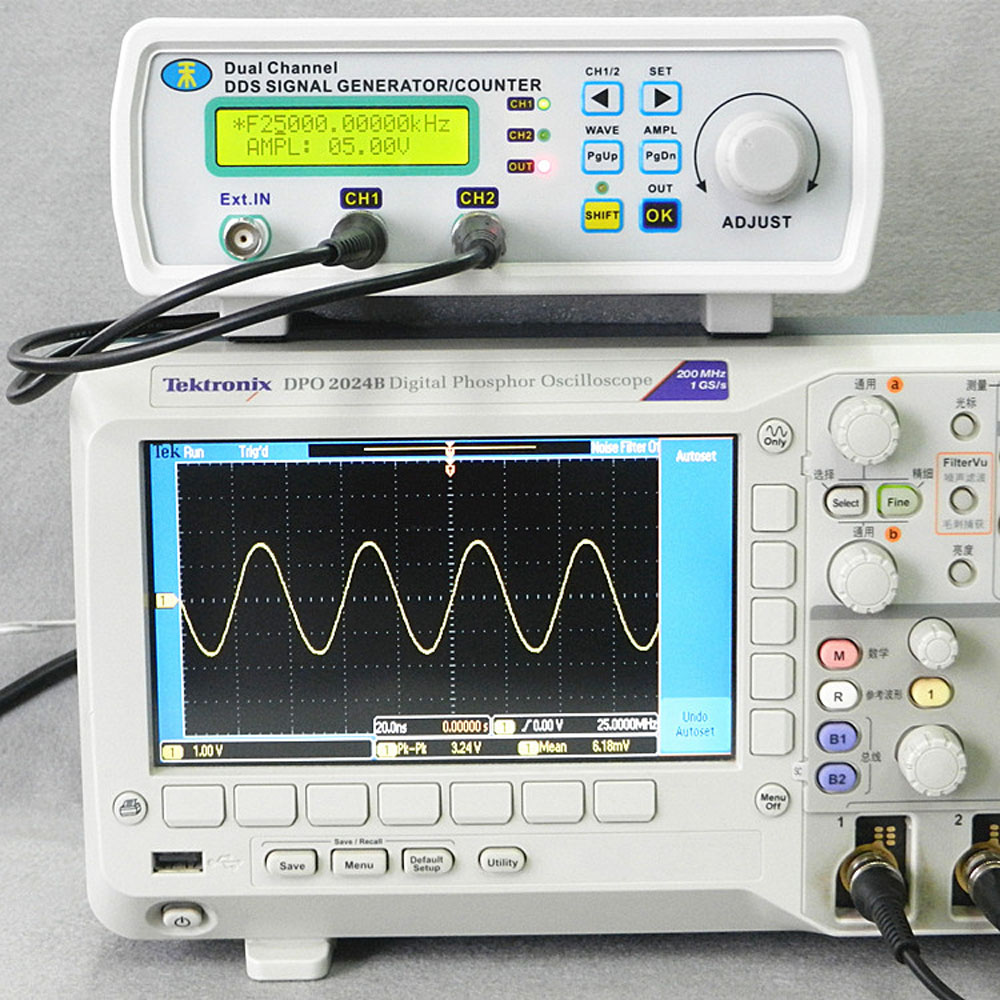 Mini DDS Function Signal Source Generator Digital Signal Generator Dual channel Arbitrary Waveform Frequency Meter200MSa s 25MHz