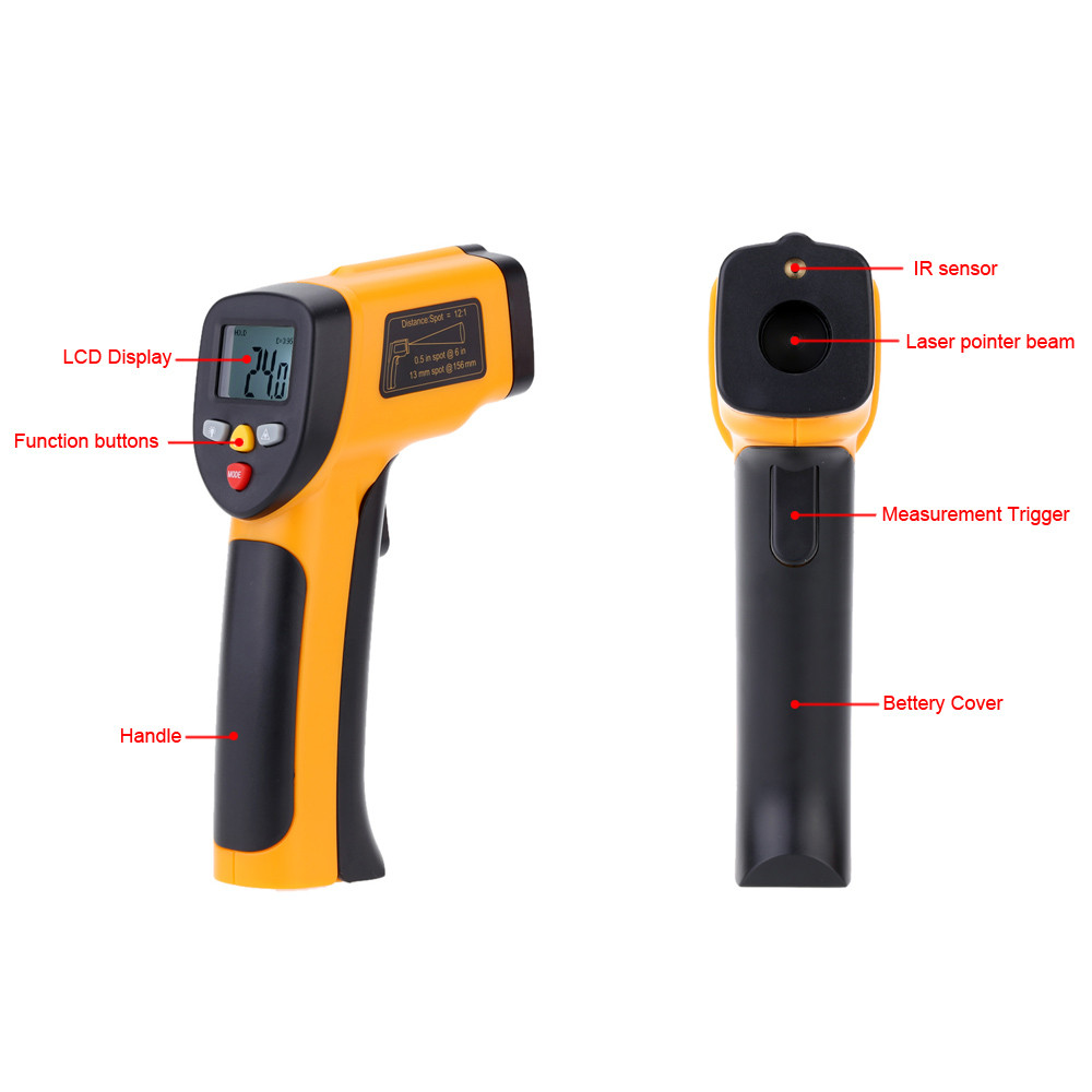 High Precision IR Digital Infrared Thermometer Non contact Temperature Tester Laser Gun Pyrometer Range 55~650C termometro