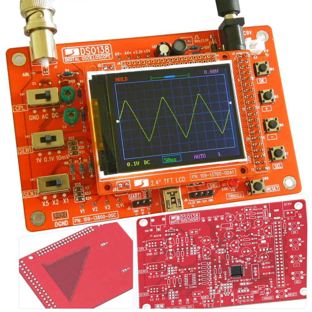 DSO138 2.4 TFT Pocket size Digital Oscilloscope Kit DIY Parts Handheld + Acrylic DIY Case Cover Shell for DSO138