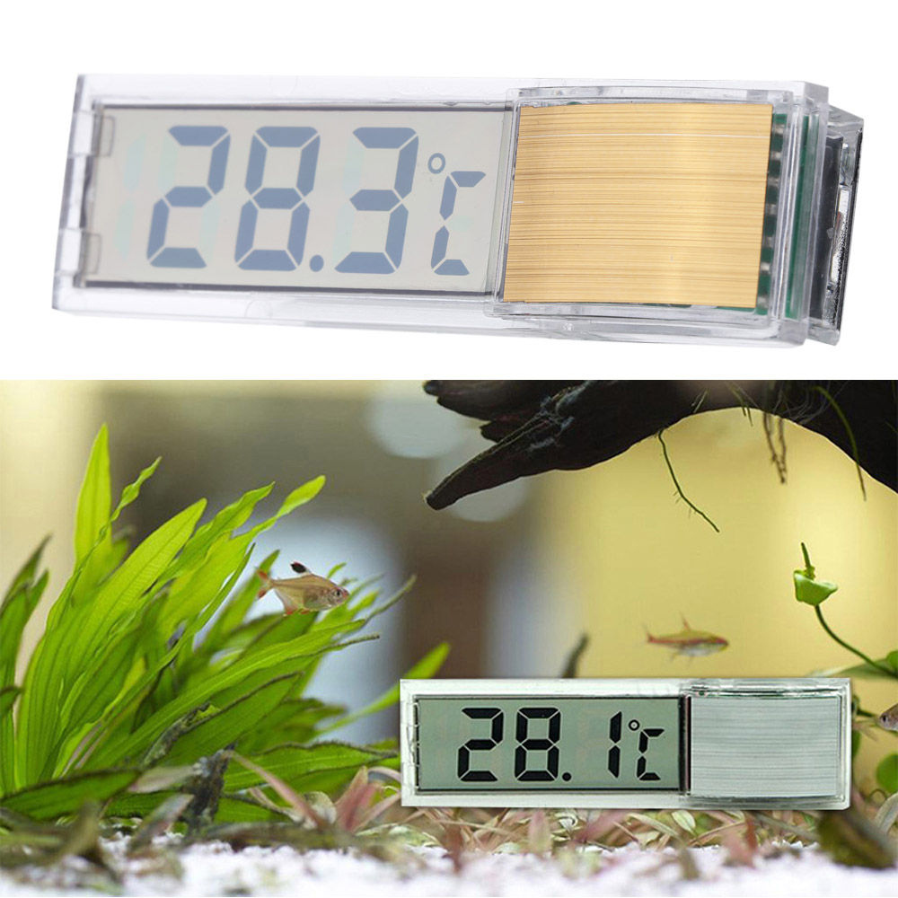 Mini Transparent Thermometer Digital LED Temperature Meter Thermometer for Aquarium Fish Tank Diagnostic tool Silver Gold