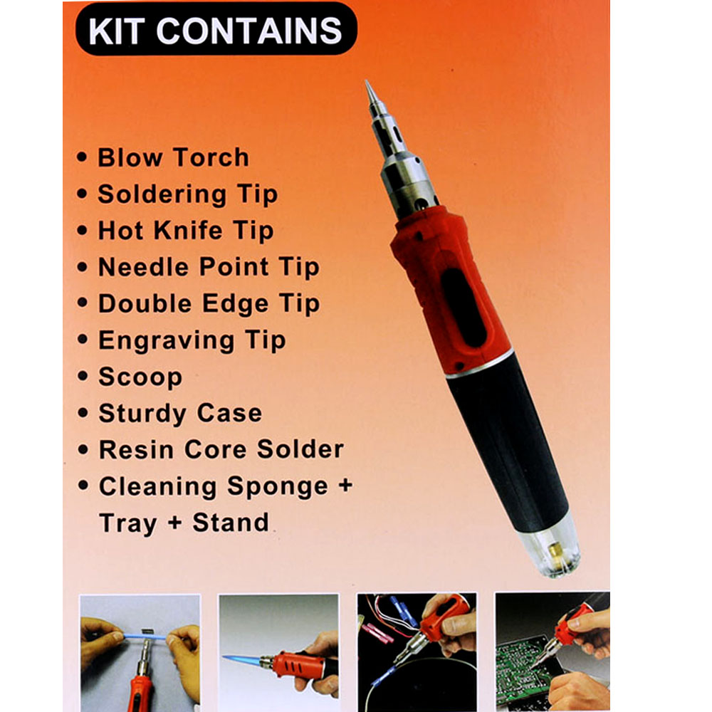 HS 1115K Professional 10 in 1 Soldering Iron Set Butane Gas Soldering Iron Set 26ml Welding Kit Torch Welding Equipment