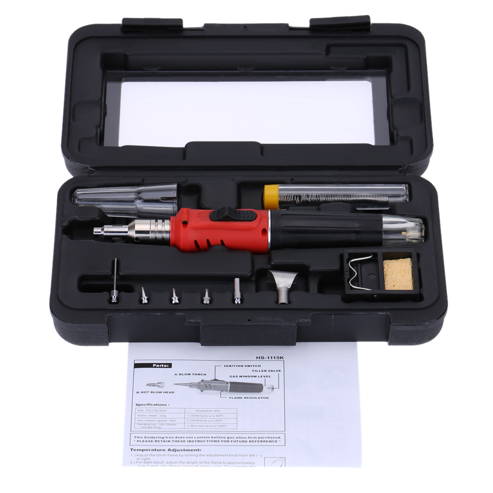 HS 1115K Professional 10 in 1 Soldering Iron Set Butane Gas Soldering Iron 26ml solder tools Welding Kit Torch Welding Equipment